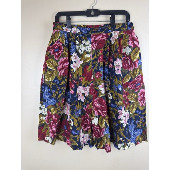 Susan Bristol Pants - Vintage Susan Bristol Floral High-Waist Wide-Leg Shorts 90s Size 14